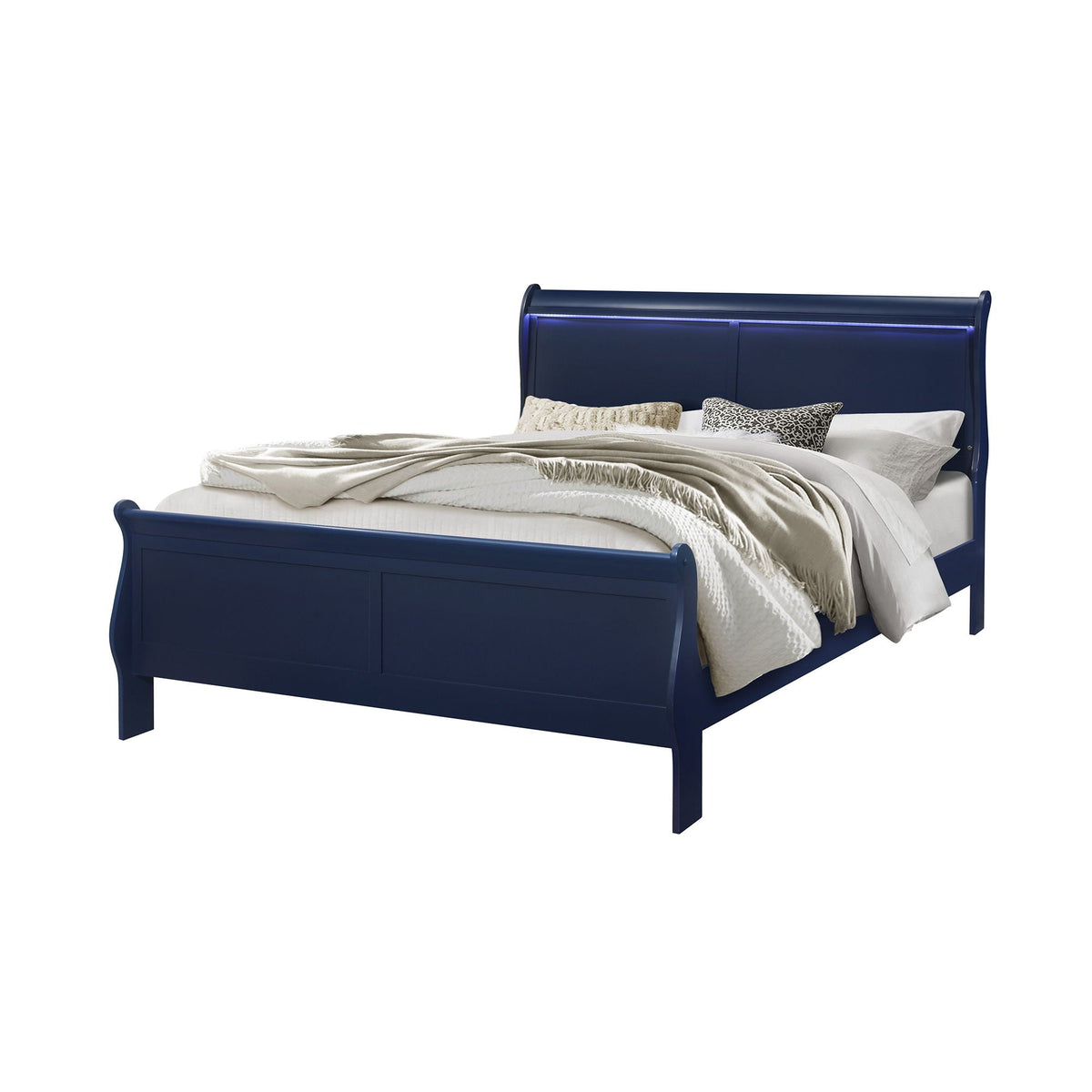 Charlston Sleigh Bed with LED Lighting - Blue or White, photo 21 of 27