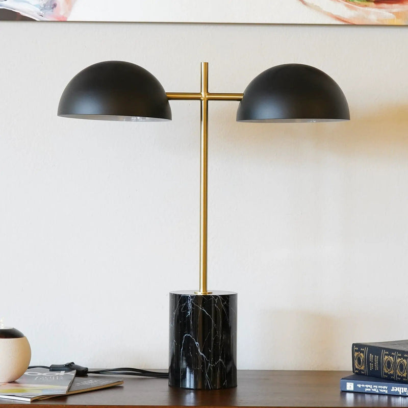 Nova - Hydro Table Lamp With On / Off Switch Double Lamp - Black / Gold / Marble by Unique Piece Furniture