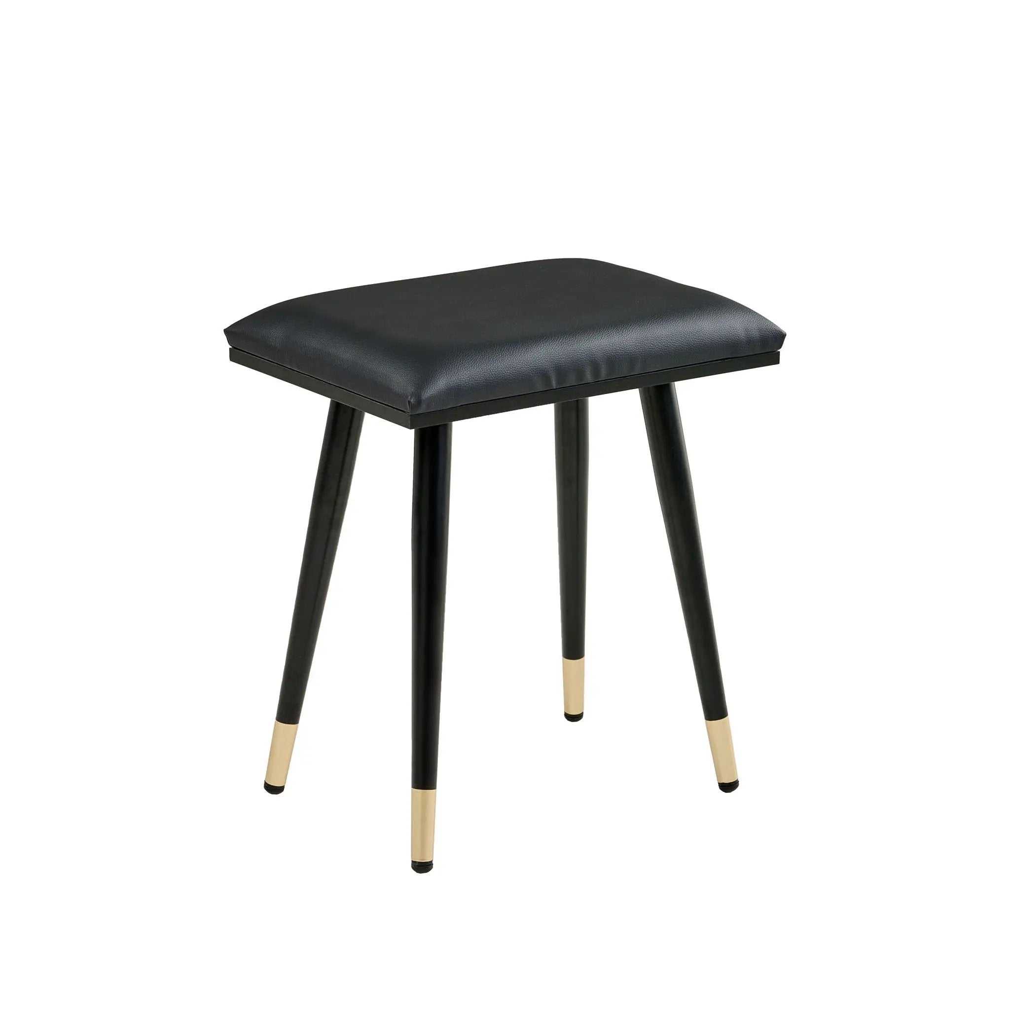 Modern Makeup Vanity Desk With Mirror And Lights Retractable Design Engineered Wood - Black by HouseOfZazla