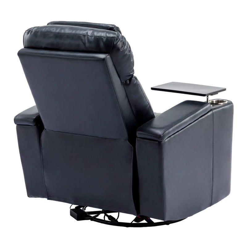 270° Power Swivel Recliner Home Theater Chair With Hidden Arm Storage, LED Light, Cup Holder, And Tray Table by HouseOfZazla