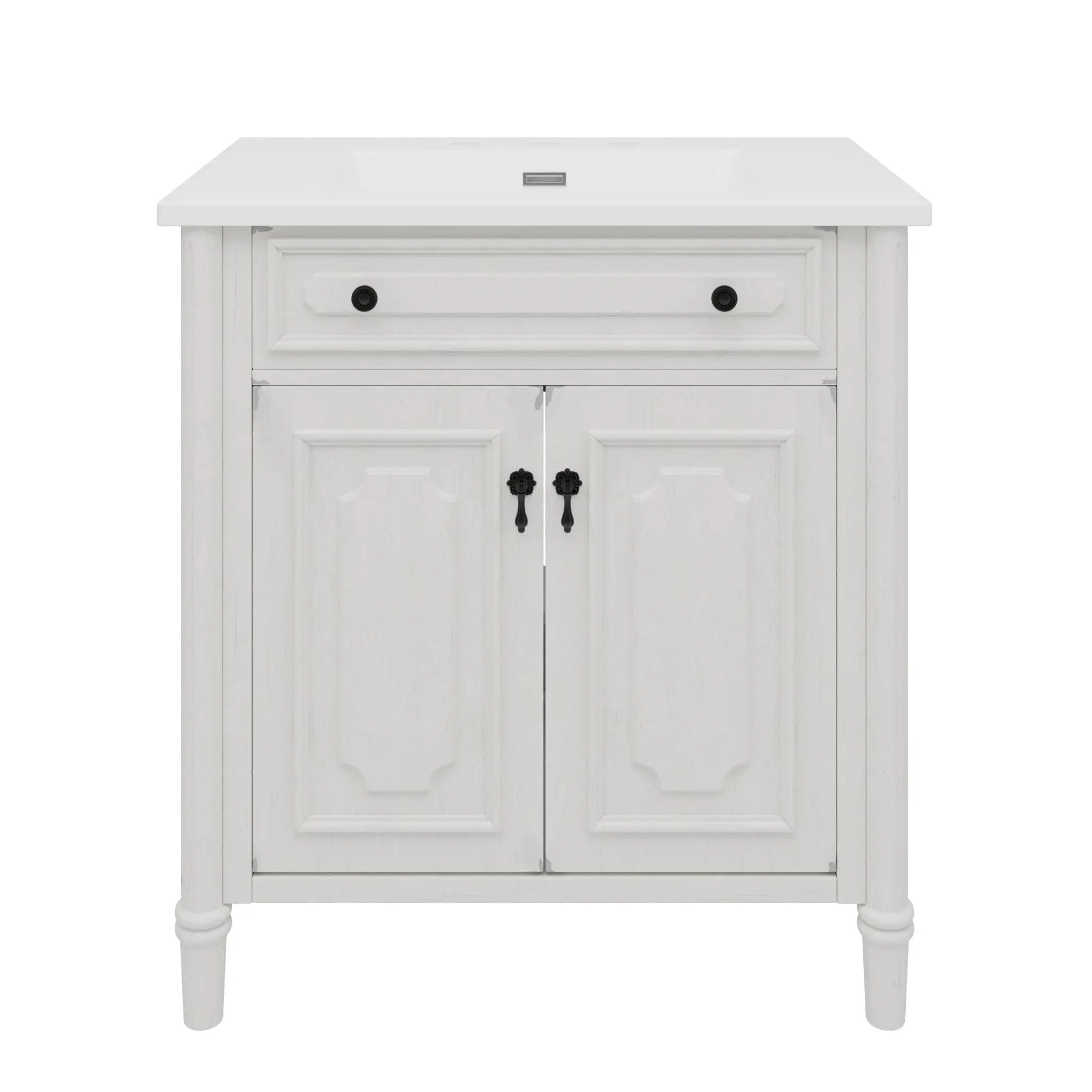Vintage Bathroom Vanity With Sink, Rustic Cabinet With Soft Close Doors by HouseOfZazla