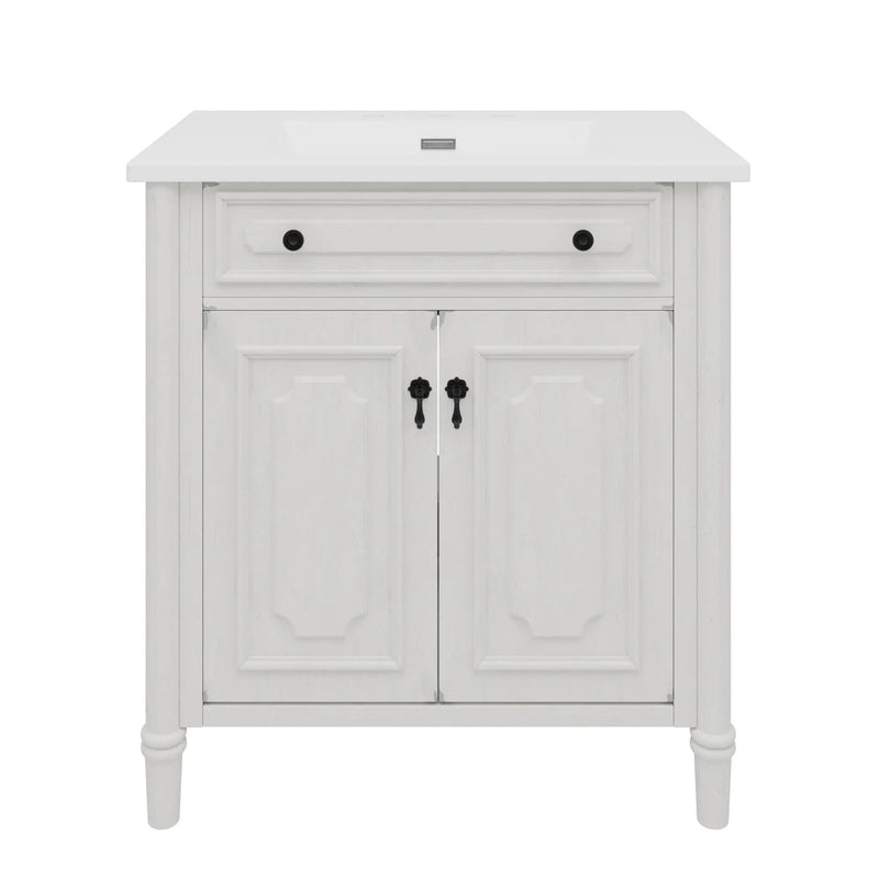 Vintage Bathroom Vanity With Sink, Rustic Cabinet With Soft Close Doors by HouseOfZazla