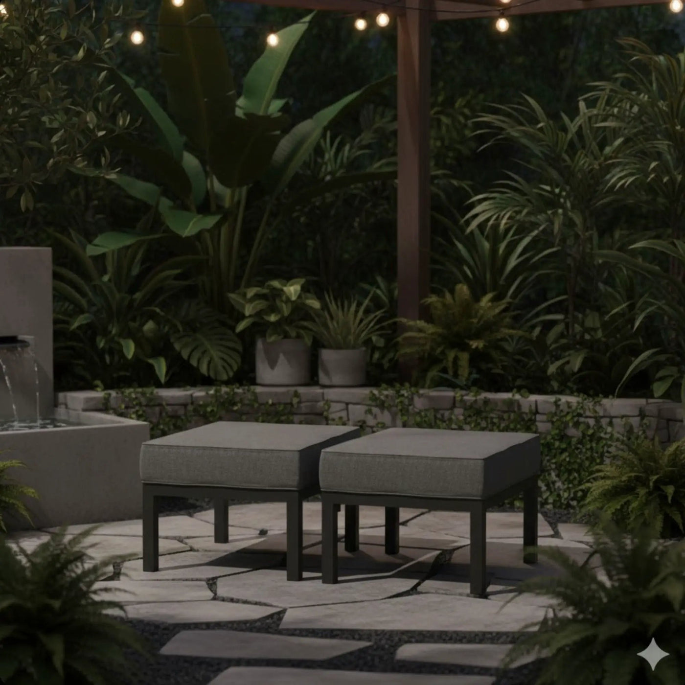 Patio Ottomans With Cushions, All-Weather Footrests (Set of 2) by HouseOfZazla