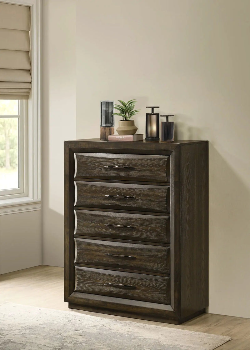Atlas 5-drawer Bedroom Chest of Drawers Dark Oak by Unique Piece Furniture