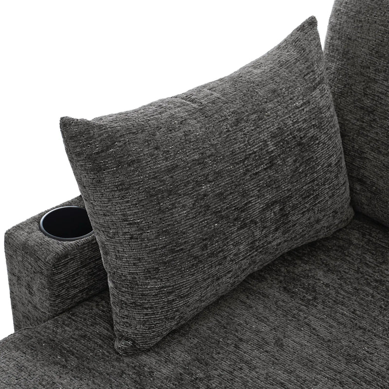 U-Shaped Sectional Sleeper Sofa With Ample Storage Space, 2 Cup Holders And Charging Ports For Living Room by HouseOfZazla