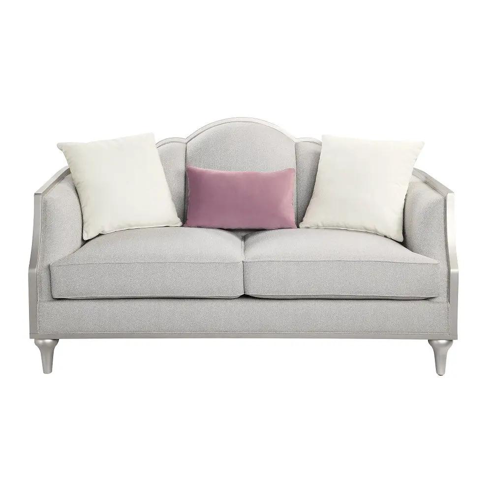 Kasa - Loveseat With 3 Pillows - Beige Linen & Champagne by Unique Piece Furniture