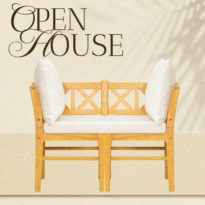 Farmhouse Modern Dining Corner Chairs (Set of 2) With Handwoven Rattan Backrests And Solid Wood Legs - Natural / White by HouseOfZazla