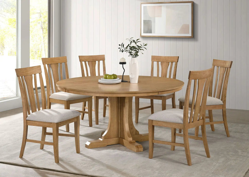 Hartville 7-piece Round Dining Table Set Natural Light Brown by Unique Piece Furniture