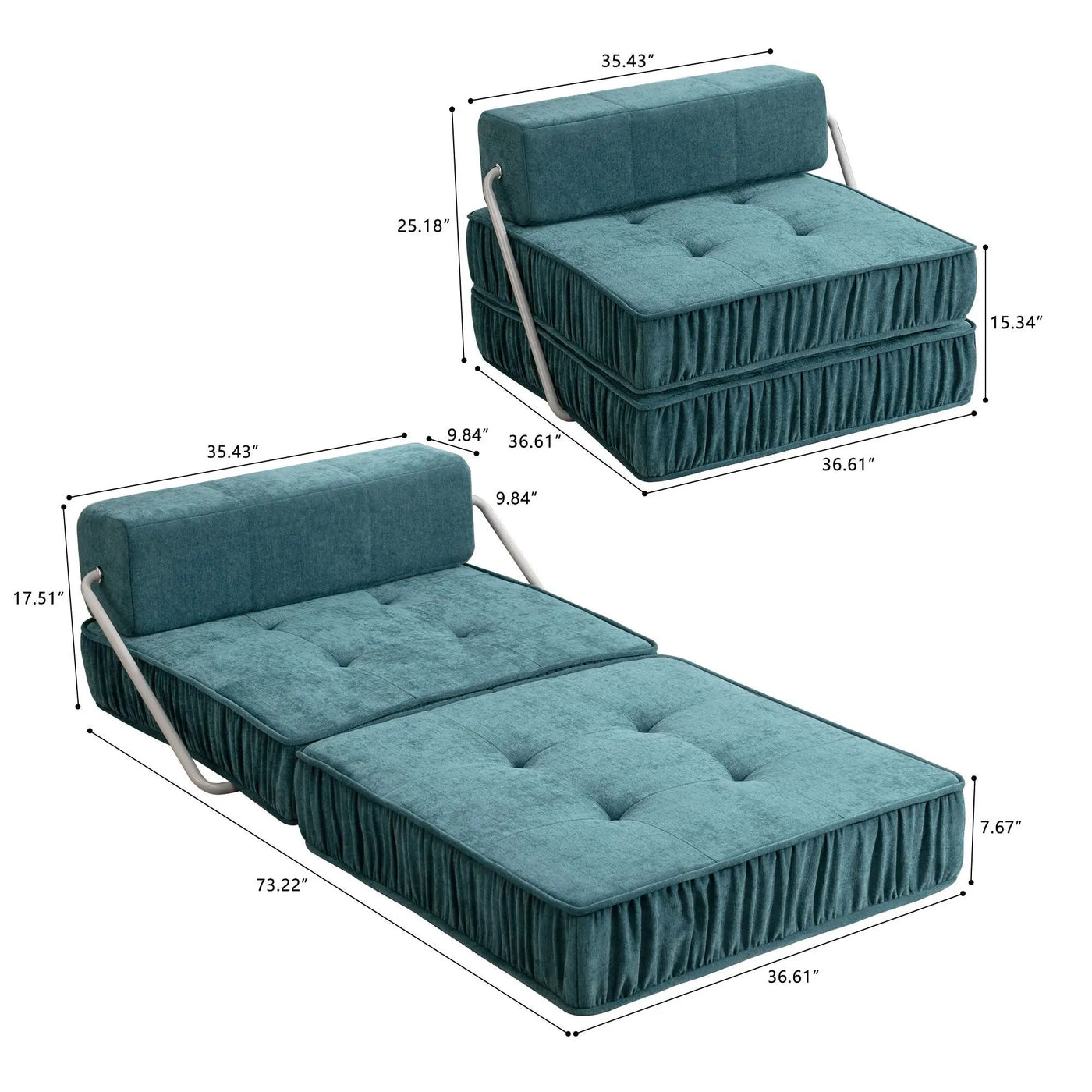 Folding Sofa With Removable Back Cushion, Convertible Futon Sleeper Chair by HouseOfZazla