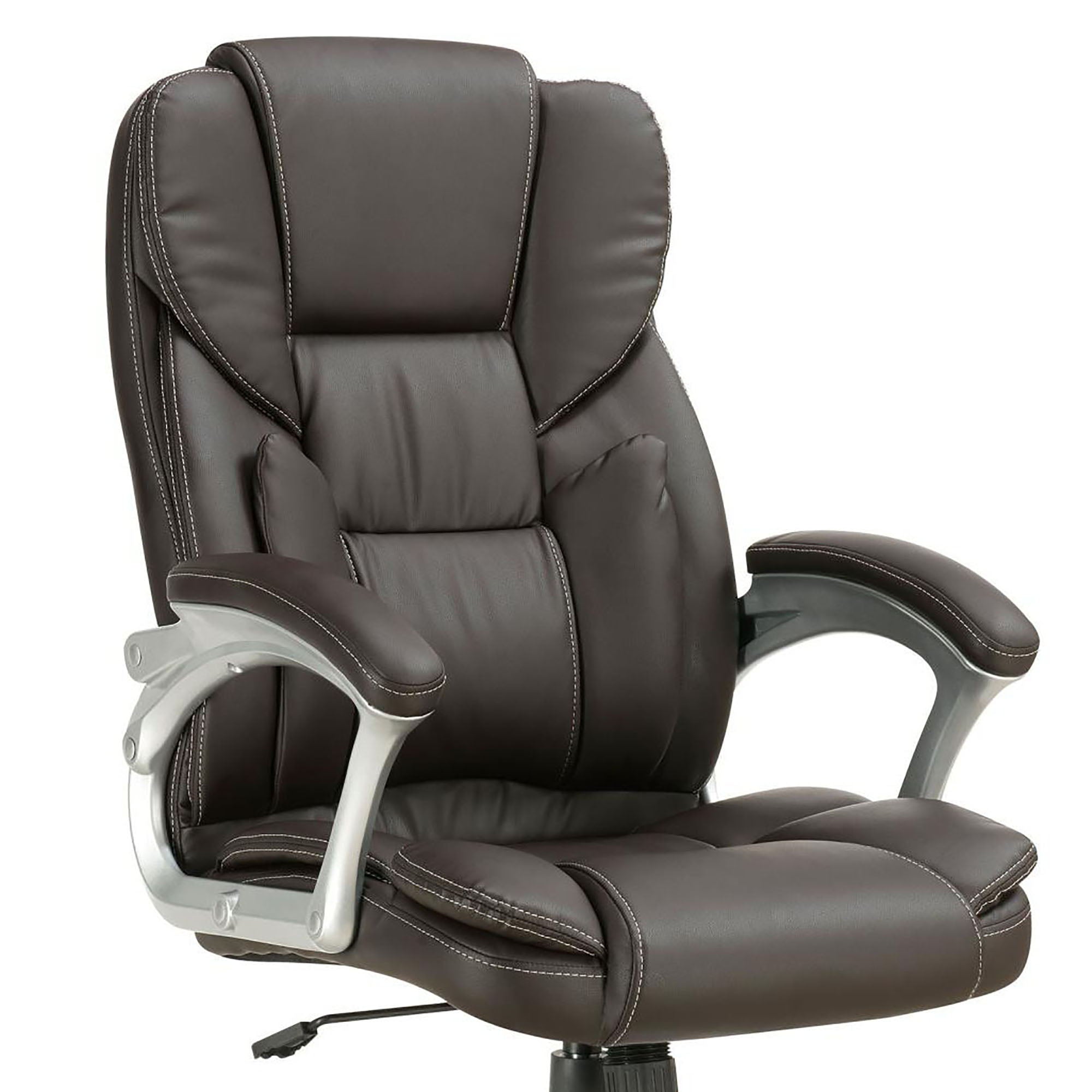 Swivel Office Chair With Armrests, Adjustable Height - Brown by HouseOfZazla