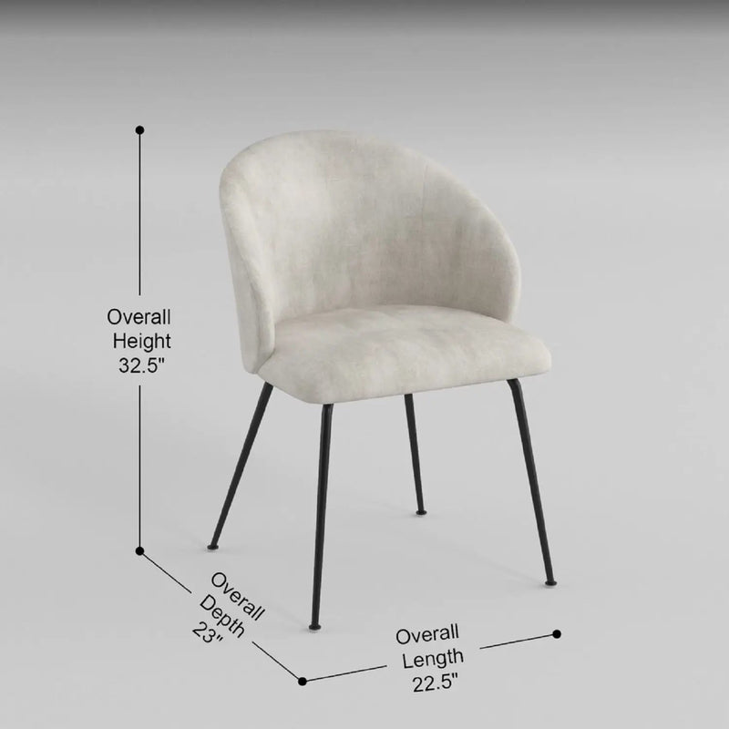 Velvet Upholstery Side Chairs 2 Piece Set With Metal Legs Modern Home Furniture - Beige by HouseOfZazla
