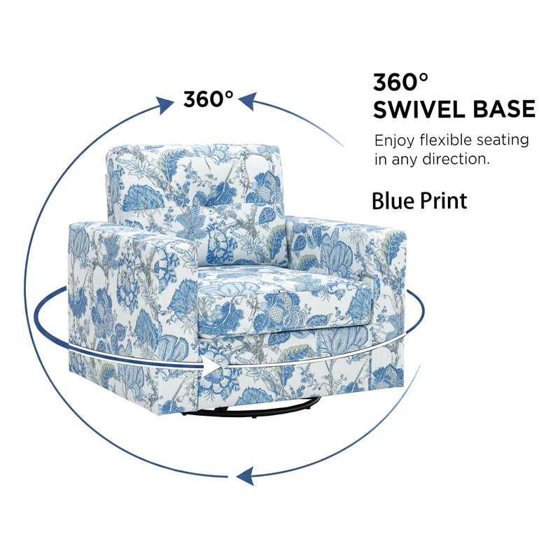 Floral Upholstery Degree Rotation Single Sofa Chair, photo 3 of 4