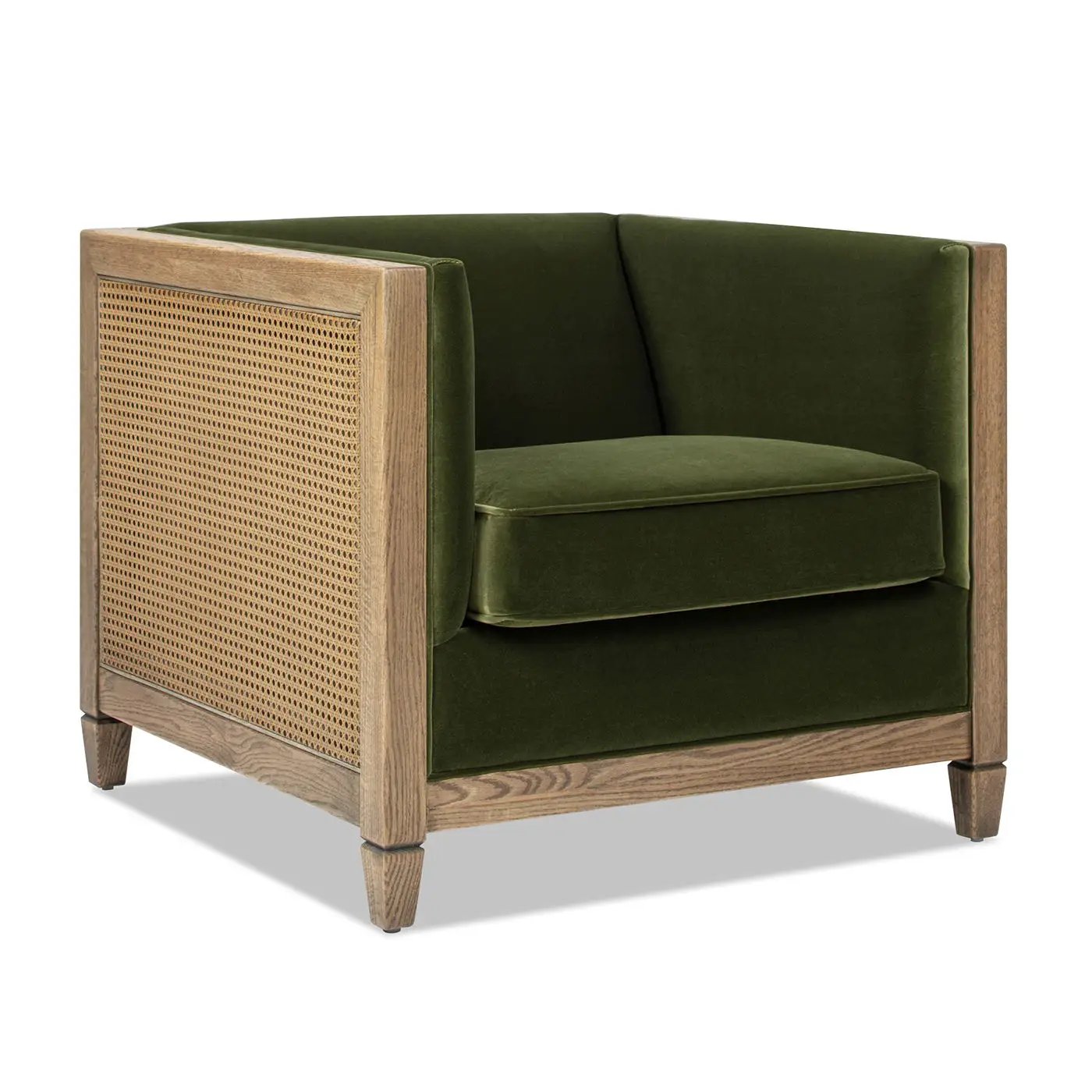 Georgia - Cane Tuxedo Armchair - Olive Green by HouseOfZazla
