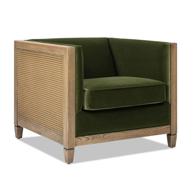 Georgia - Cane Tuxedo Armchair - Olive Green by HouseOfZazla