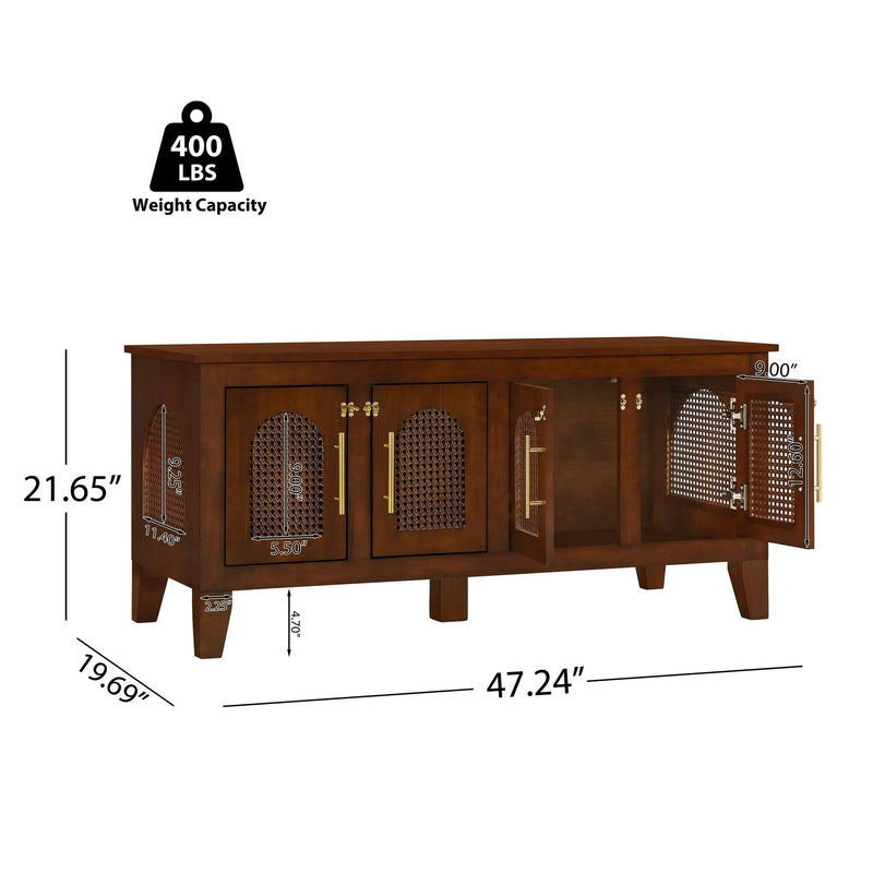 Lars Indoor Rattan Decorated Rubber Wood Dog Crate Cabinet Furniture by HouseOfZazla