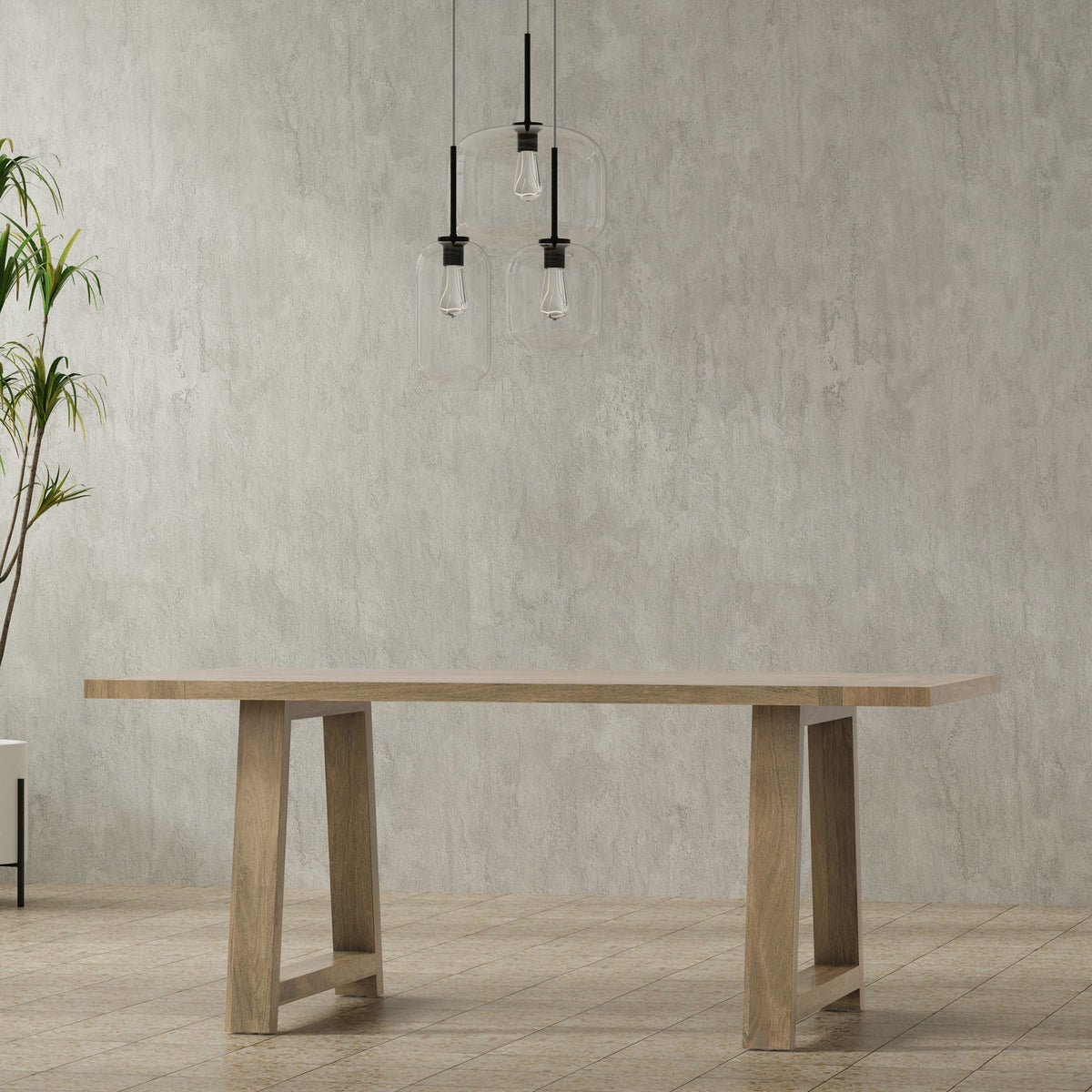 Whitley Dining Table with Sturdy Trestle Base - Light Brown, Dark Gray, White, Black, photo 40 of 40