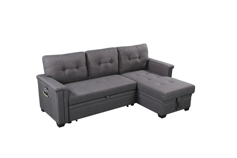 Ashlyn - Reversible Sleeper Sectional Sofa With Storage Chaise, USB Charging Ports And Pocket by HouseOfZazla