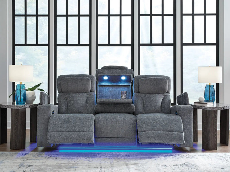 Studio Cave - Power Reclining Sofa - Steel by Unique Piece Furniture