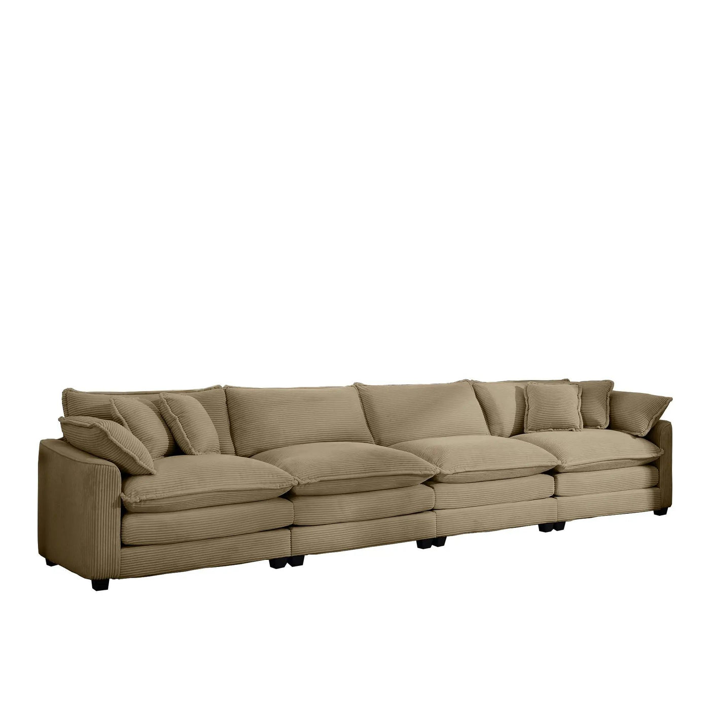 Modern Upholstered 4 Seater Fabric Sofa With Arm And Throw Pillows by Unique Piece Furniture