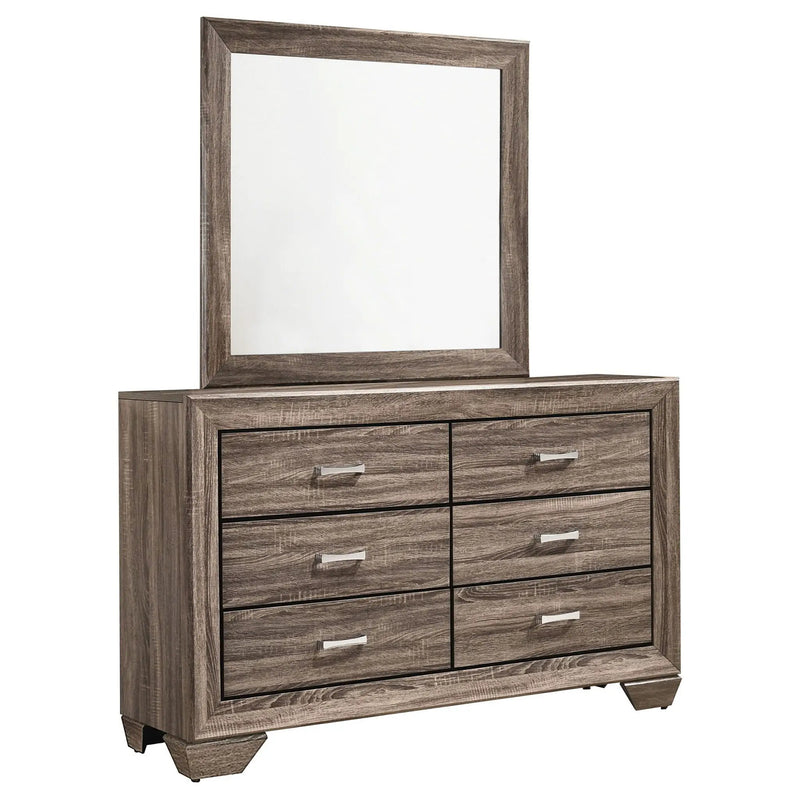 Kauffman 6-drawer Dresser with Mirror Washed Taupe by Unique Piece Furniture