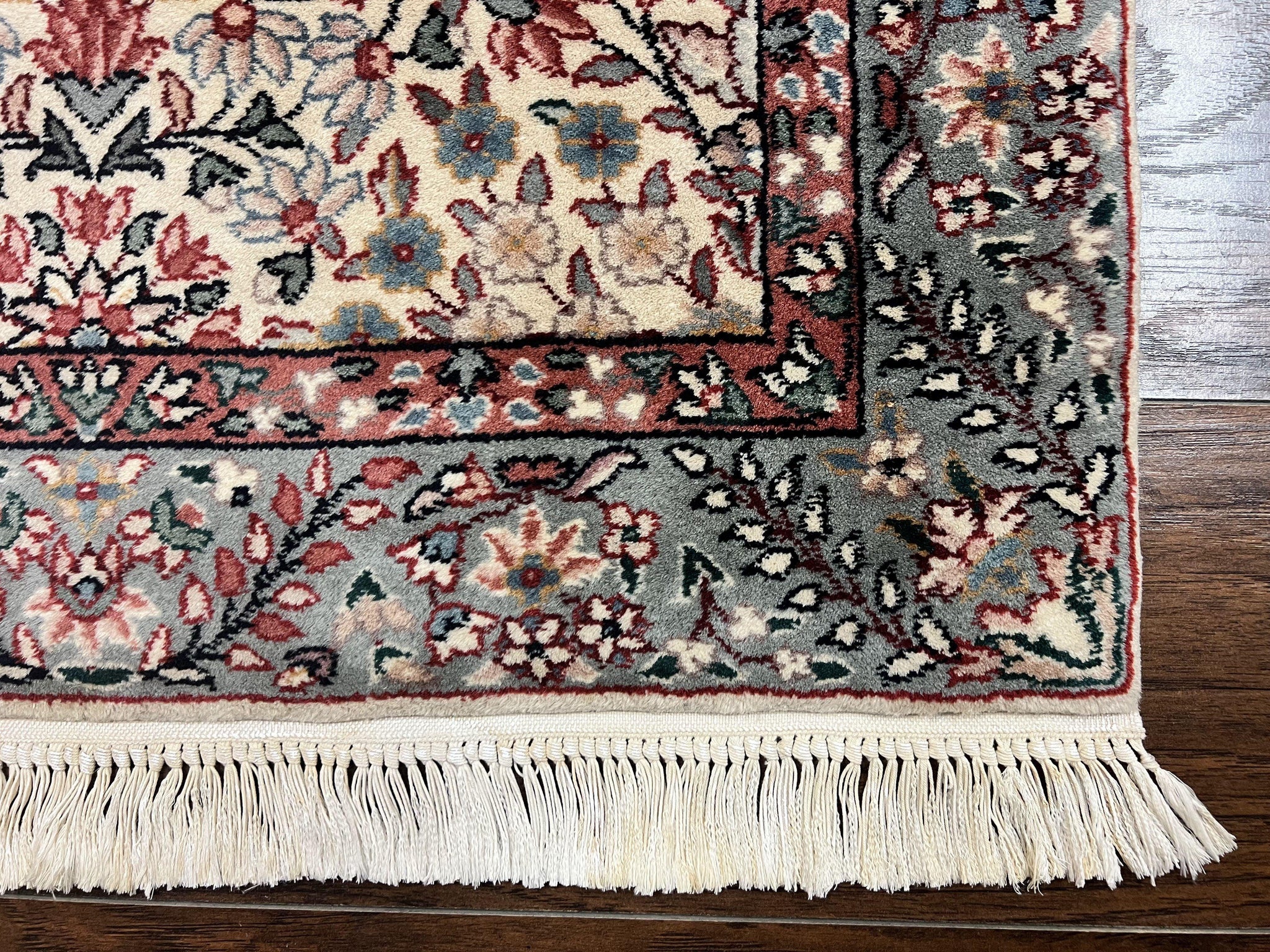 Sino Persian Runner Rug 2.7 x 10, Floral Kirman Lavar Carpet for Hallway, Cream, Handmade Wool Vintage Rug by Jewel Rugs