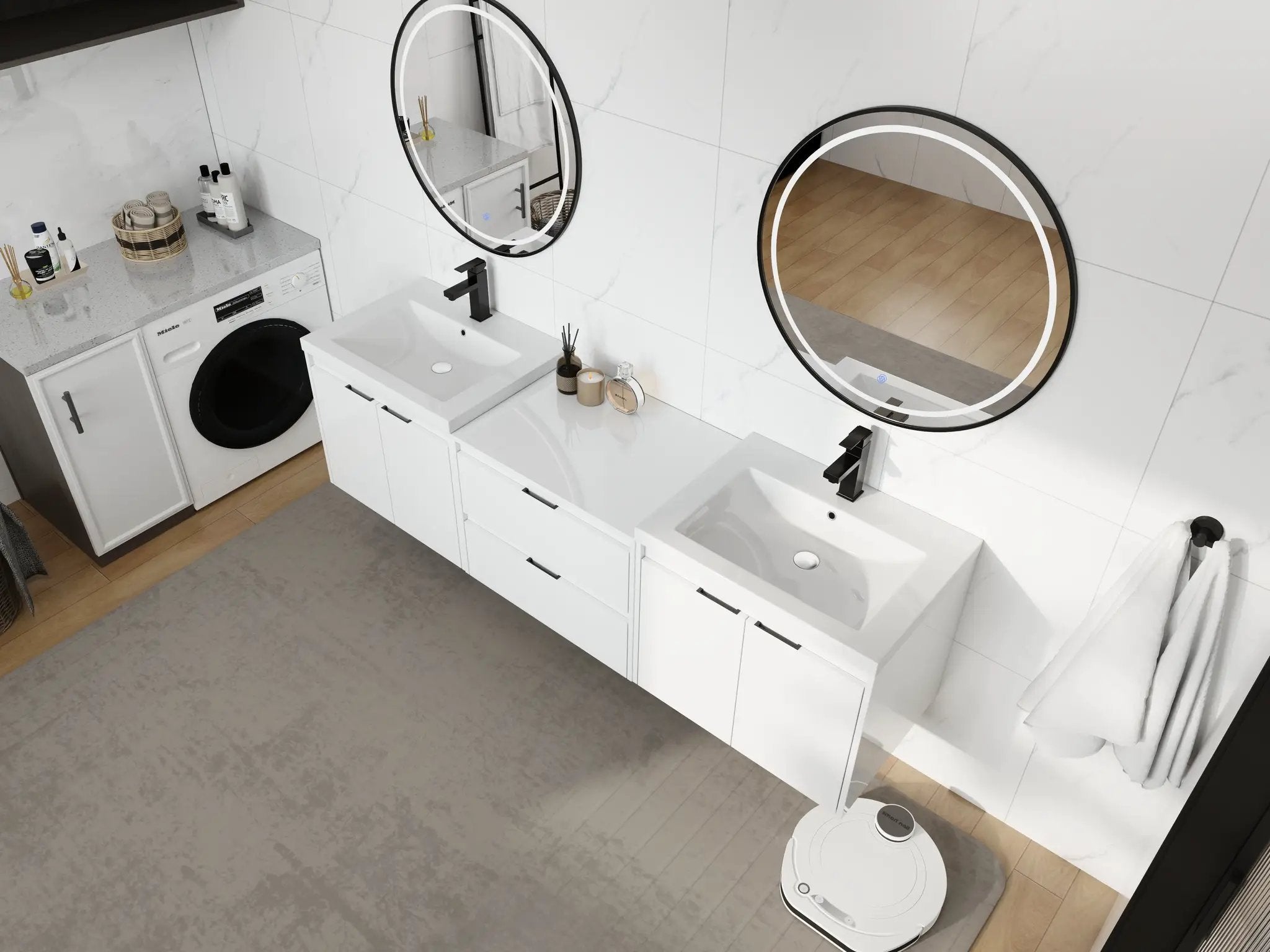 72" Bathroom Vanity With Resin Sink, Soft Close Doors, and 1-Side Cabinet by HouseOfZazla