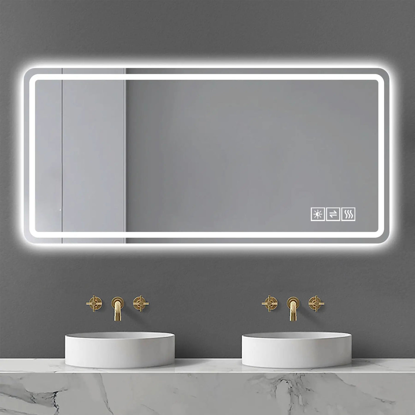 LED Bathroom Mirror with Anti-Fog, Rust Resistance, and Tri-Color Lighting by HouseOfZazla