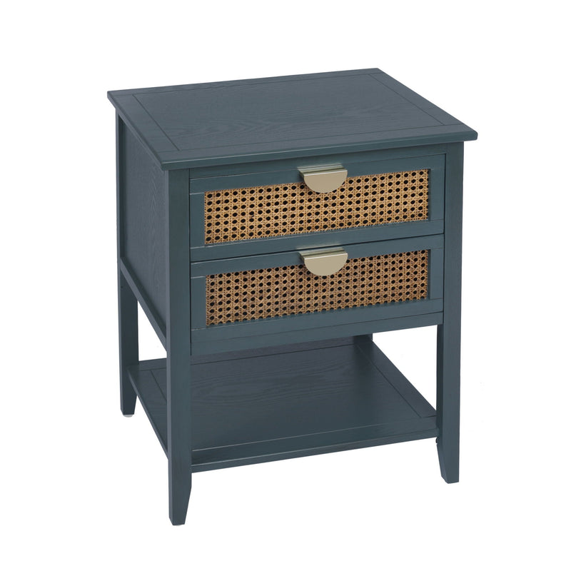 2 Drawer Side Table, Natural Rattan by HouseOfZazla