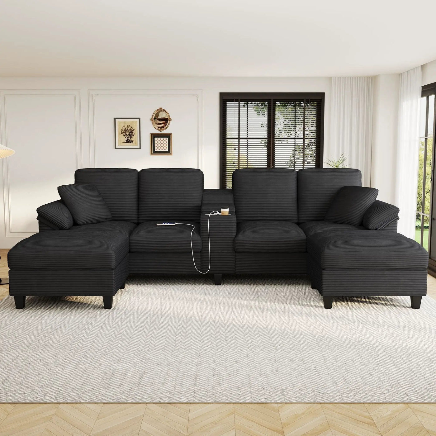 Modern U-Shaped Sectional Sofa With Storage Ottomans by Unique Piece Furniture