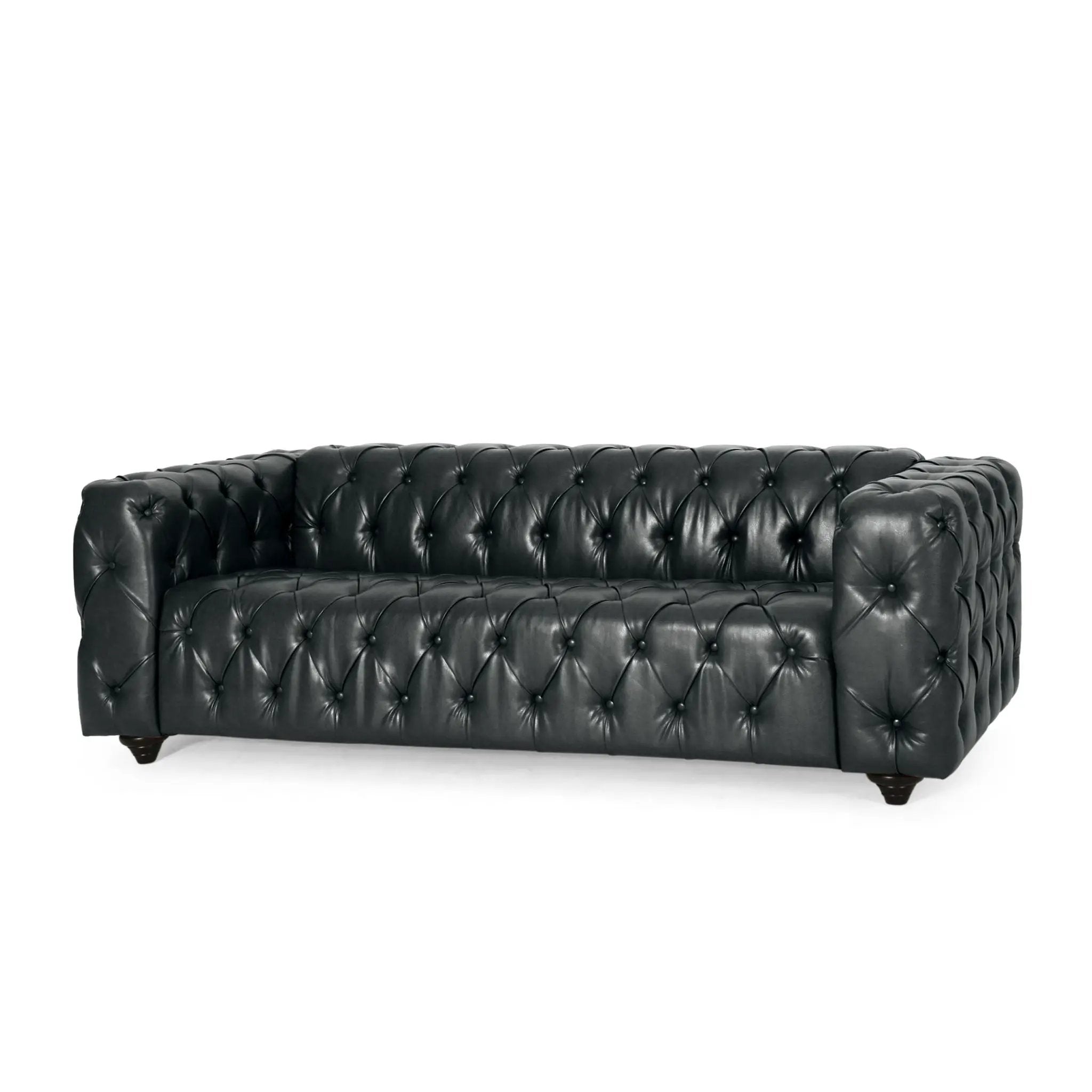 Comfy 3 Seat Sofa with Wooden Legs - Black by HouseOfZazla