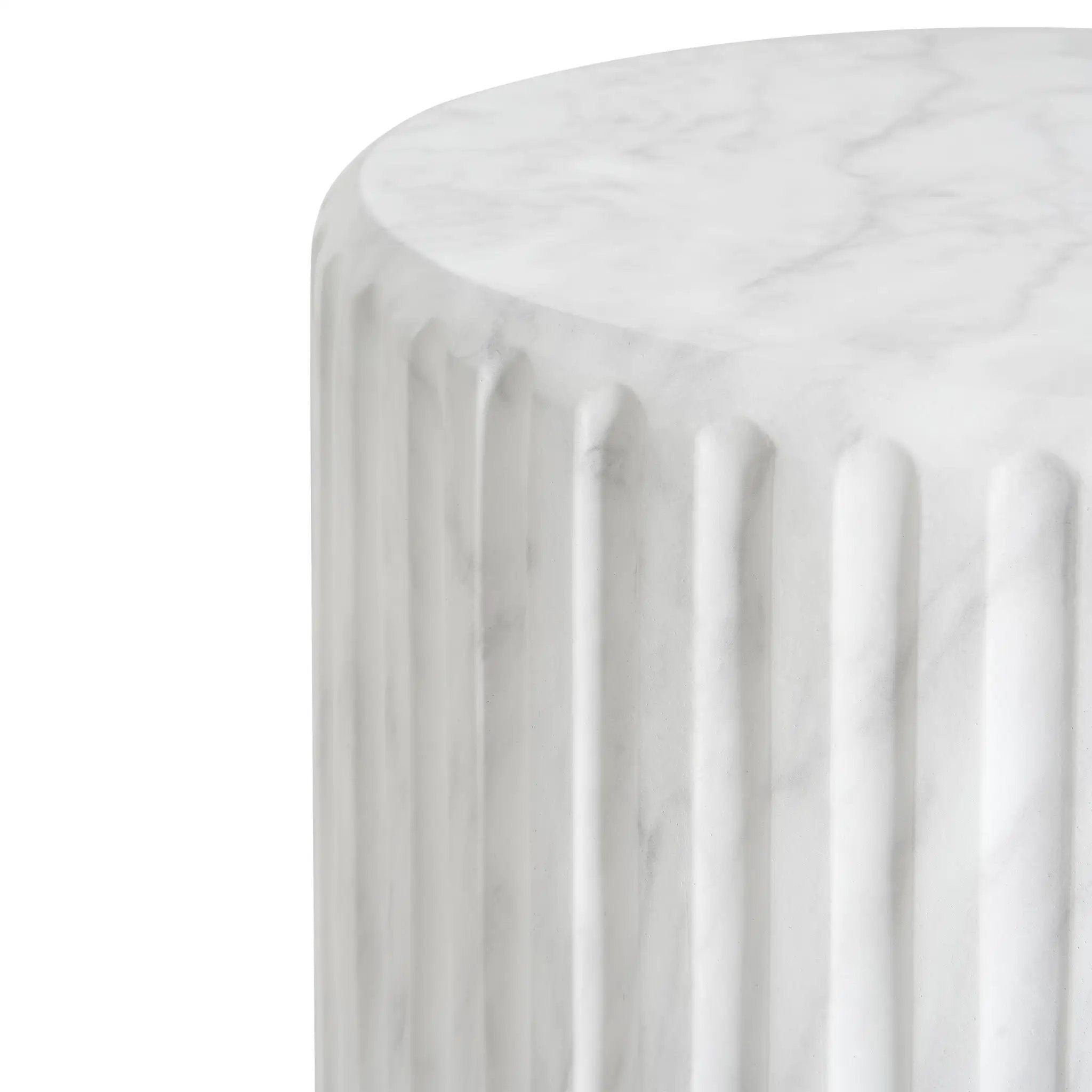 Outdoor Cicci Carved Side Table, White by HouseOfZazla