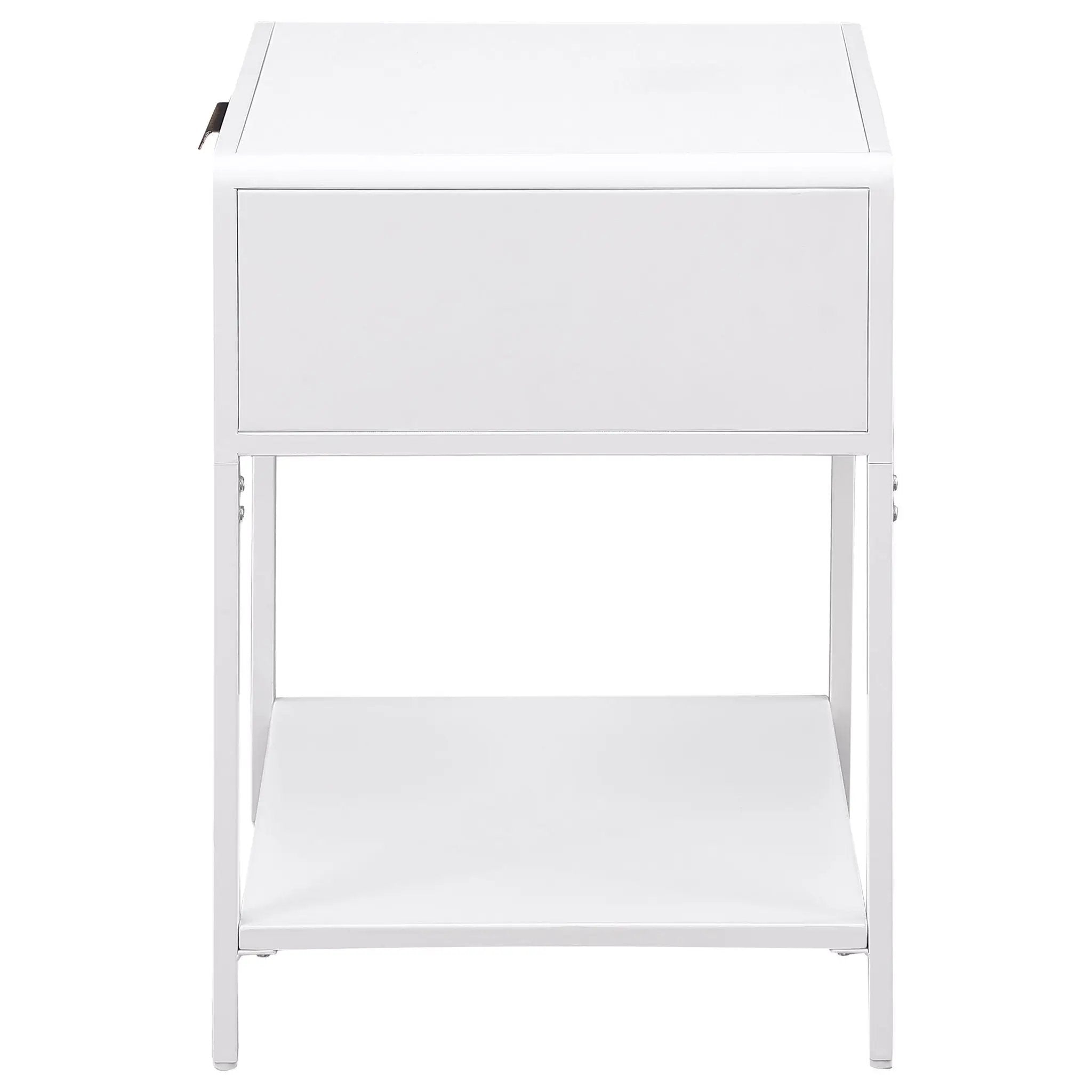 Amherst 1-drawer Radio Weave Cane Metal Bedside Table White by Unique Piece Furniture