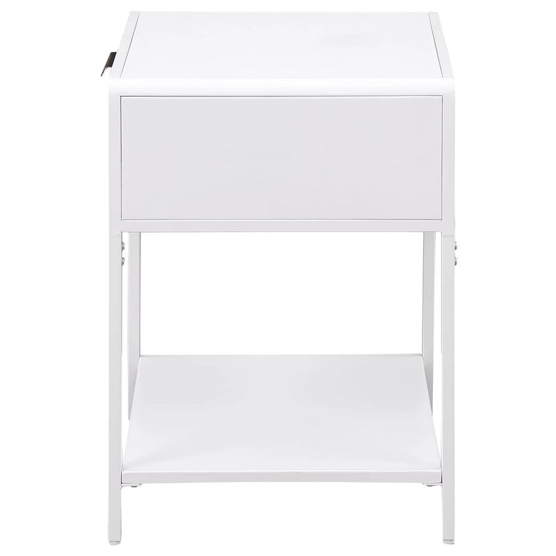 Amherst 1-drawer Radio Weave Cane Metal Bedside Table White by Unique Piece Furniture