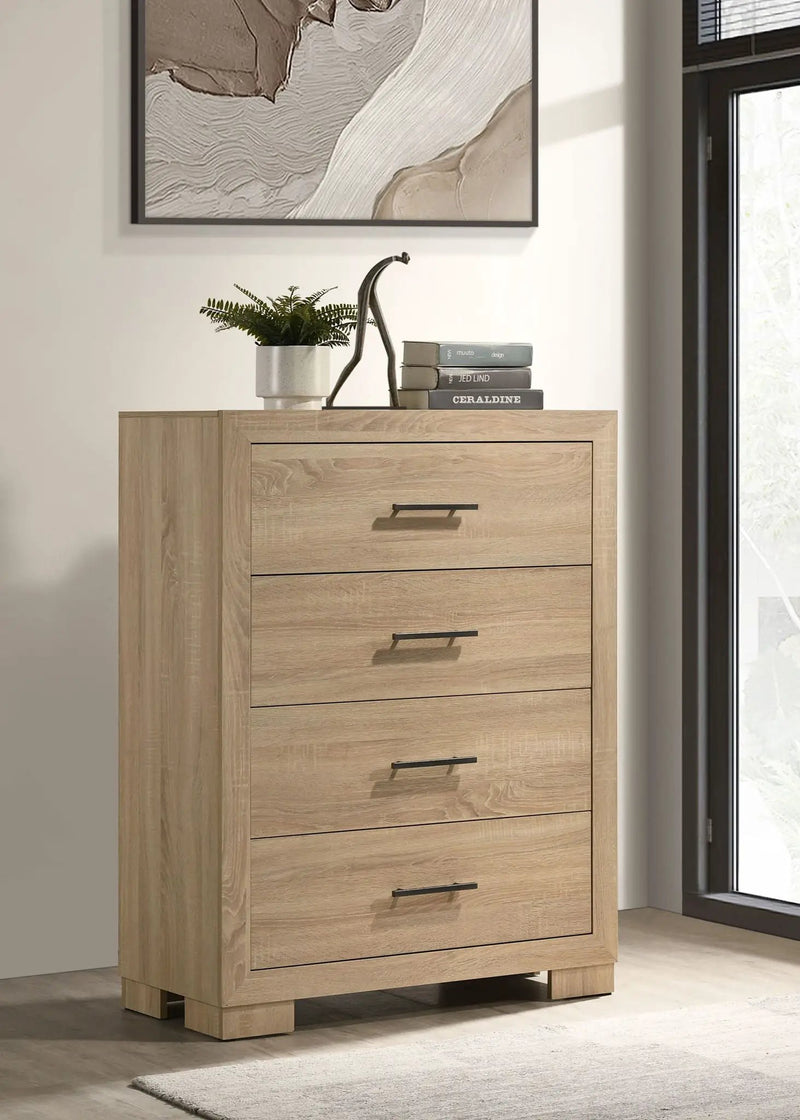 Arielle 4-drawer Bedroom Chest of Drawers Light Oak by Unique Piece Furniture
