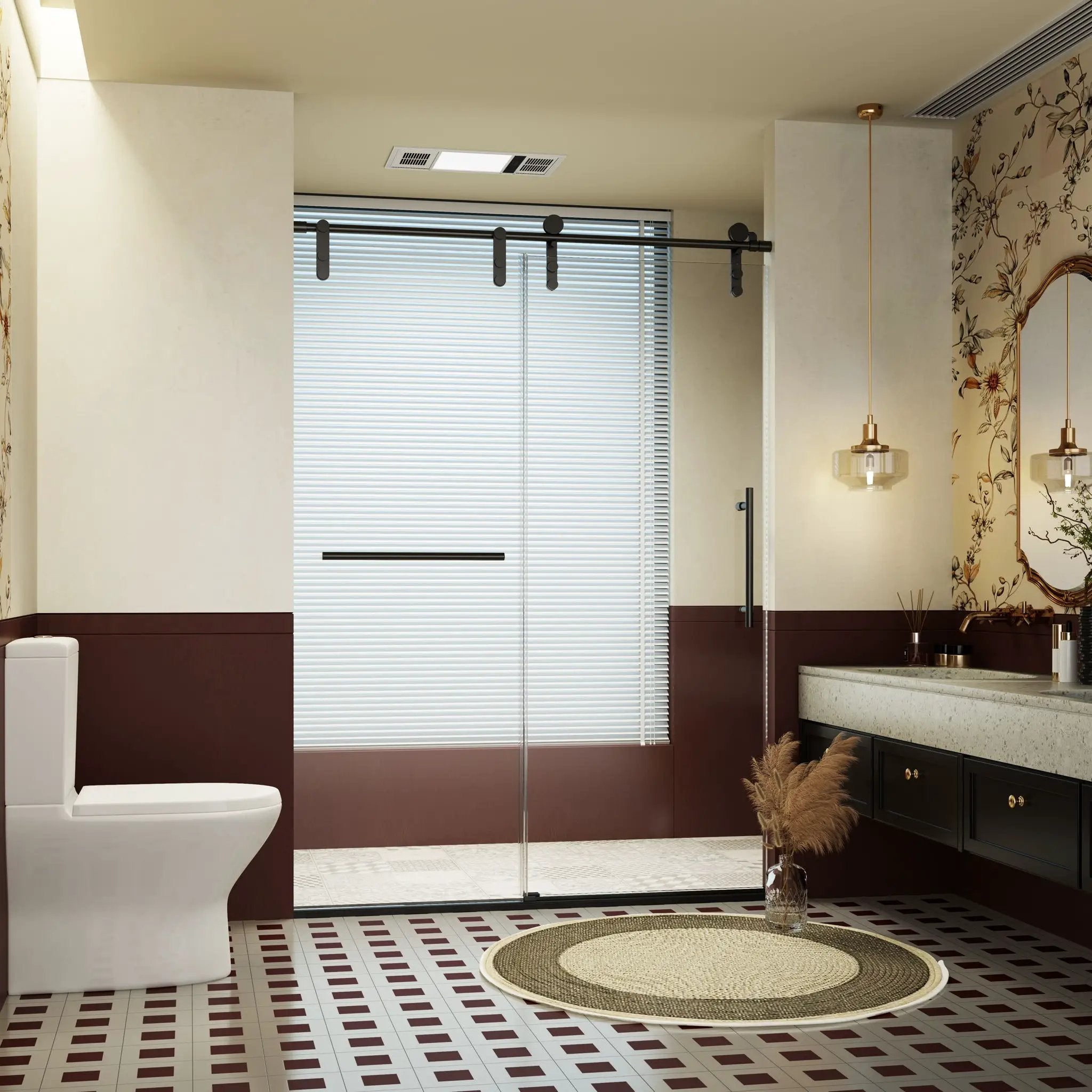 Frameless Single Sliding Shower Doors With Towel Rail & Handle by HouseOfZazla