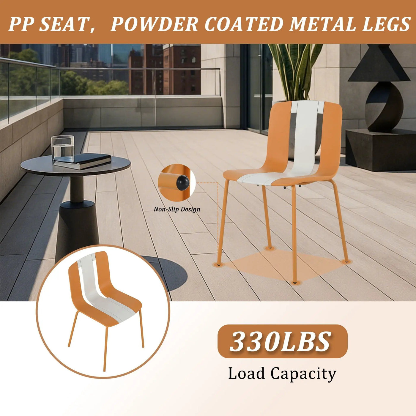 4 Piece Set Of Modern Striped Color- Blocking Single Chairs With Long Table by HouseOfZazla
