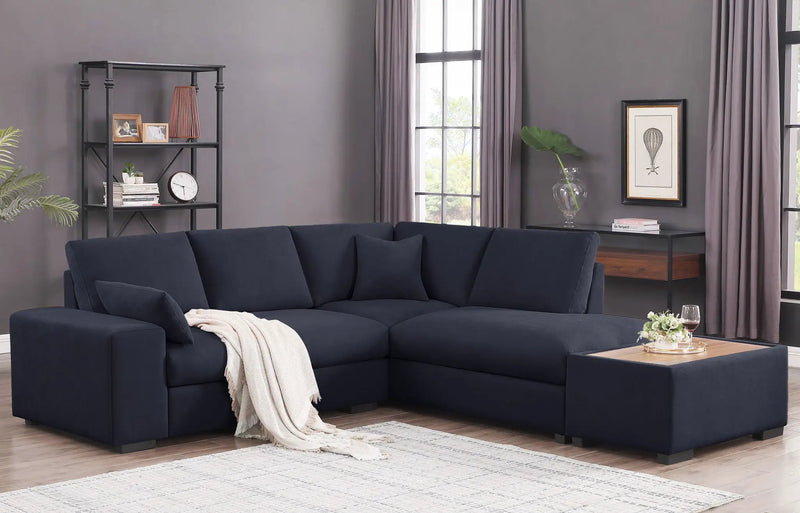 Joshua - 100" Sectional Sofa with Right Facing Chaise and Console Ottoman by Unique Piece Furniture