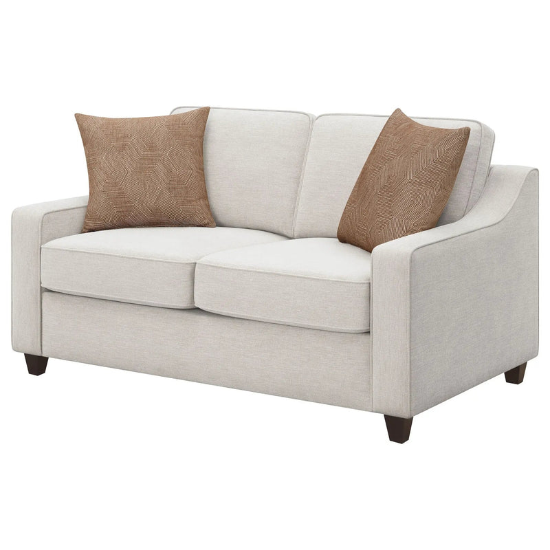 Christine Upholstered Sloped Arm Loveseat Beige by Unique Piece Furniture