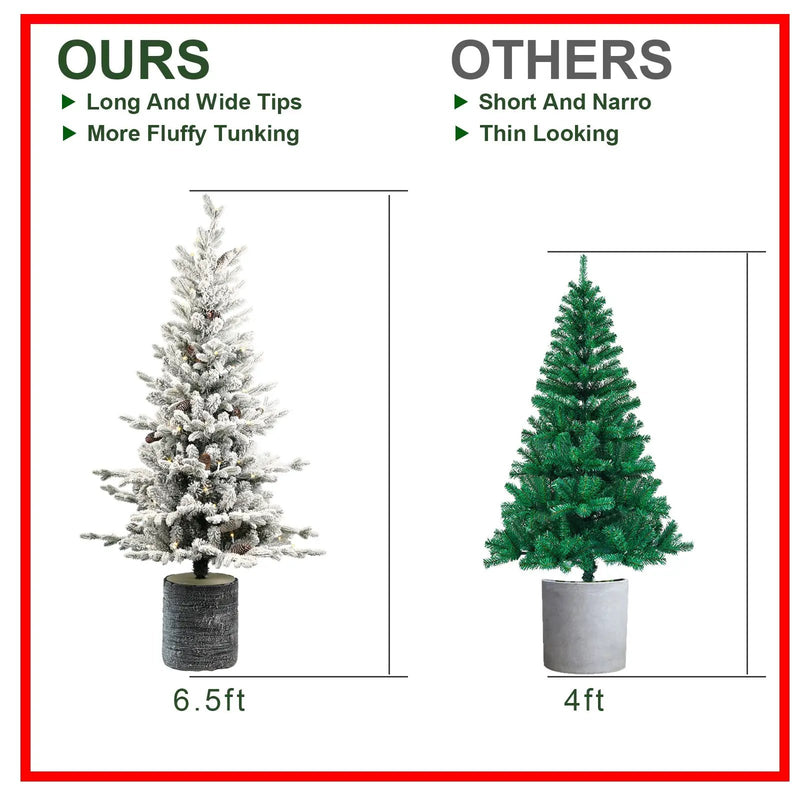 4.5FT Flocked Christmas Tree with Pot Base and LED Lights by HouseOfZazla