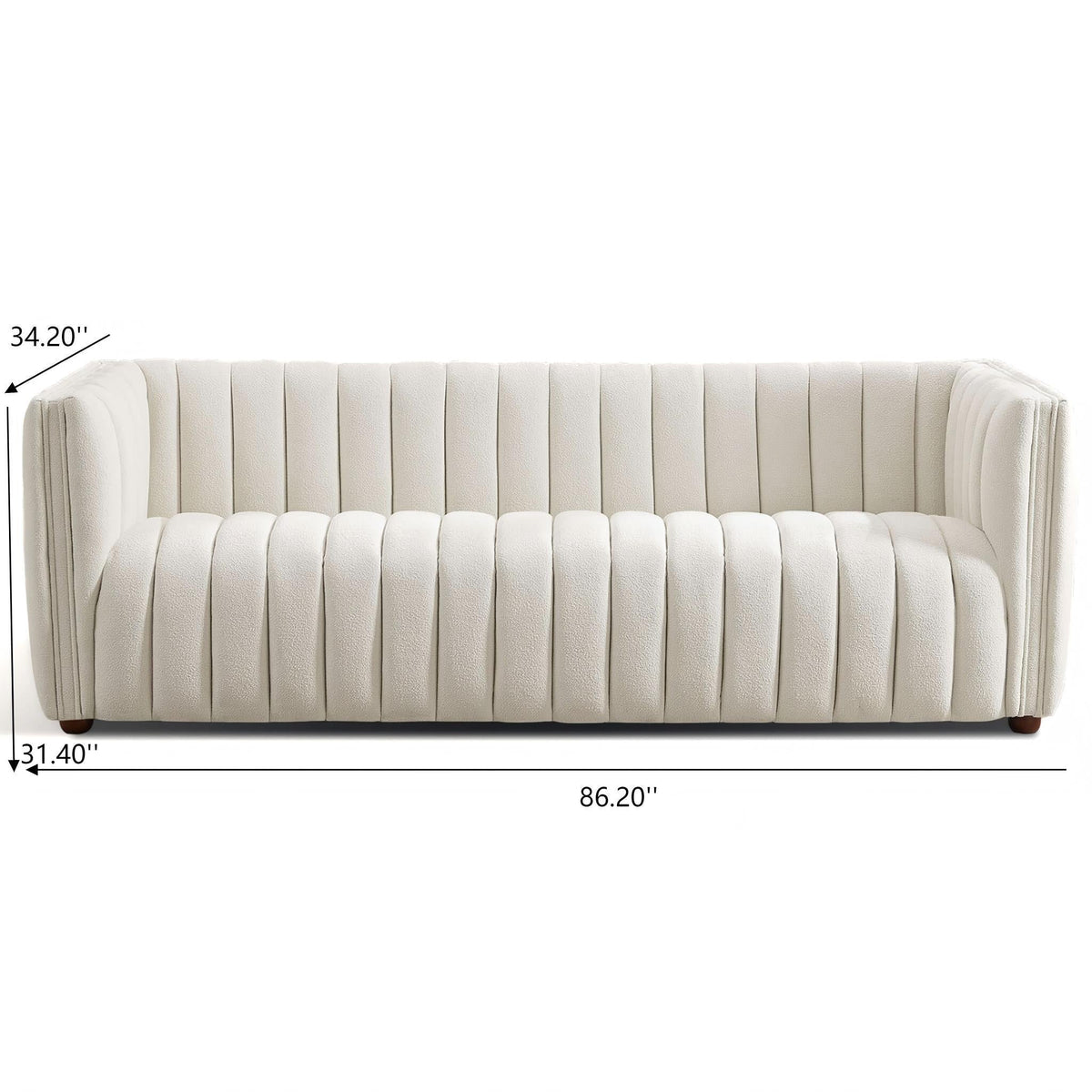 Mid-Century Modern Boucle Couch with Tight Back - Beige, photo 5 of 7