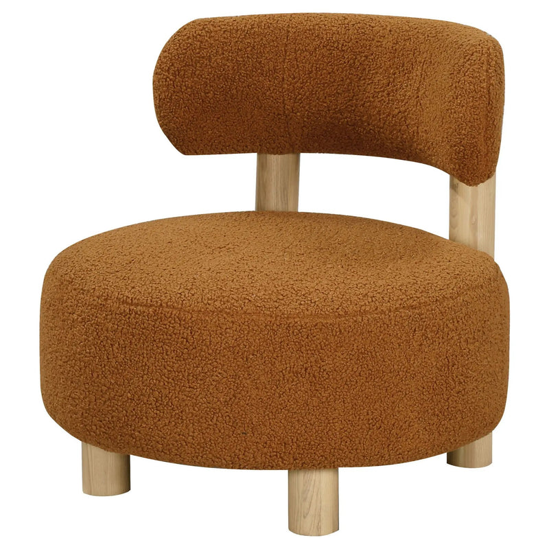 Zonie Boucle Upholstered Barrel Back Accent Chair Orange by Unique Piece Furniture
