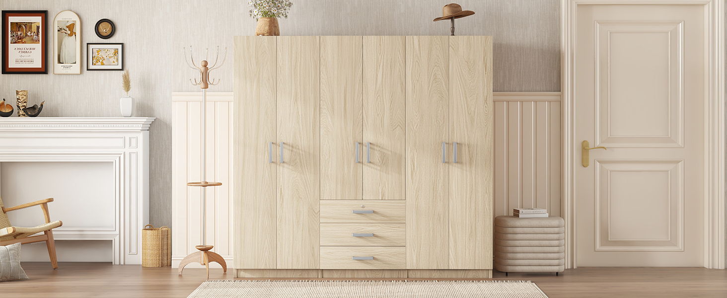 6 Doors Wardrobe Storage For Bedroom, With Big Drawers by HouseOfZazla
