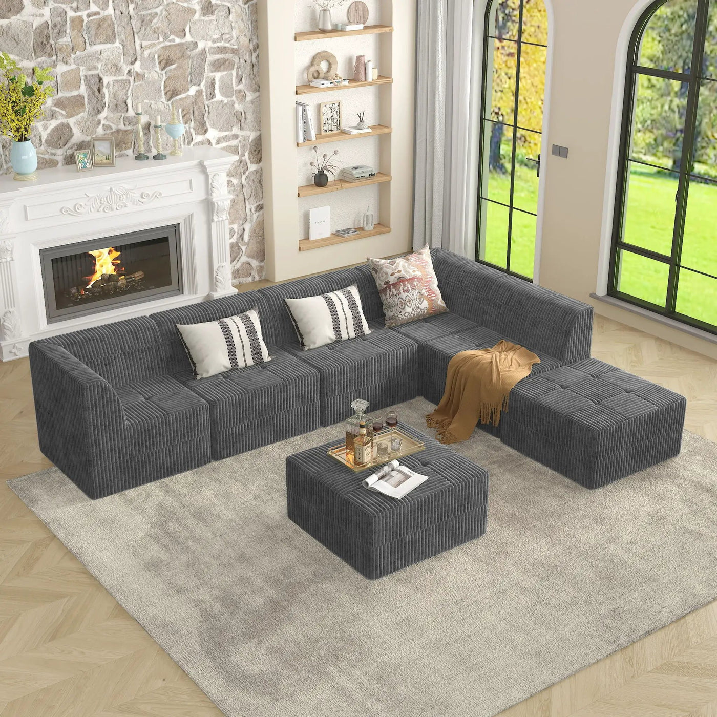 Modern Minimalist Ottoman Sofa Compressed Sectional Couch Sleeper by HouseOfZazla