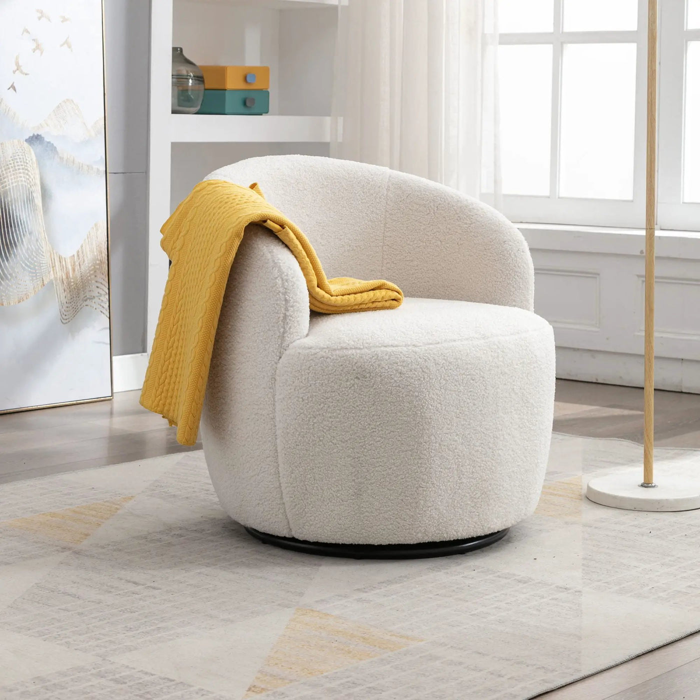 Teddy Fabric Swivel Accent Armchair Barrel Chair by HouseOfZazla