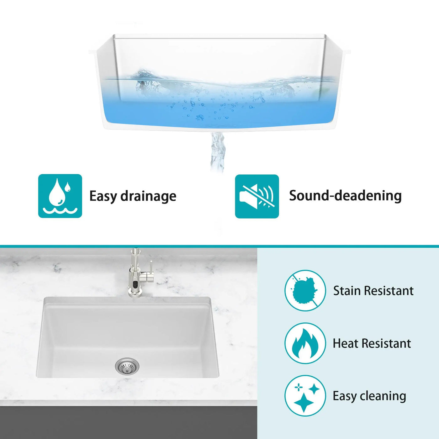 Quartz Kitchen Sink, Composite Workstation, Undermount by HouseOfZazla
