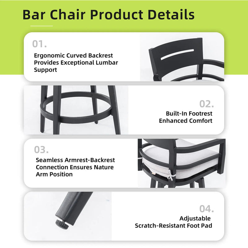Outdoor Swivel Bar Chairs, 360 Degree Rotation, Ergonomic Backrest (Set of 2) by HouseOfZazla