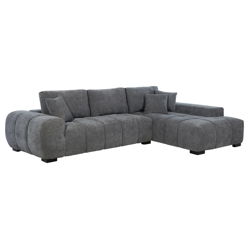 Octavia Upholstered Sectional Chaise Sofa Charcoal Grey by Unique Piece Furniture