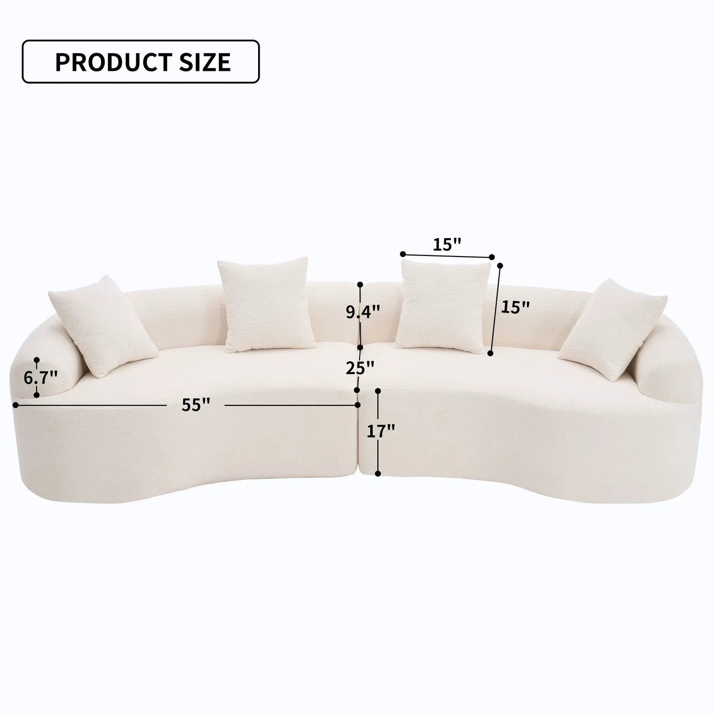 4 Seater Sofa With Fabric, 30D, 60 Hardness Full Sponge, 4 Pillow For Living Room, Home Furniture Sleeper Sectional Sofa For Apartment by HouseOfZazla