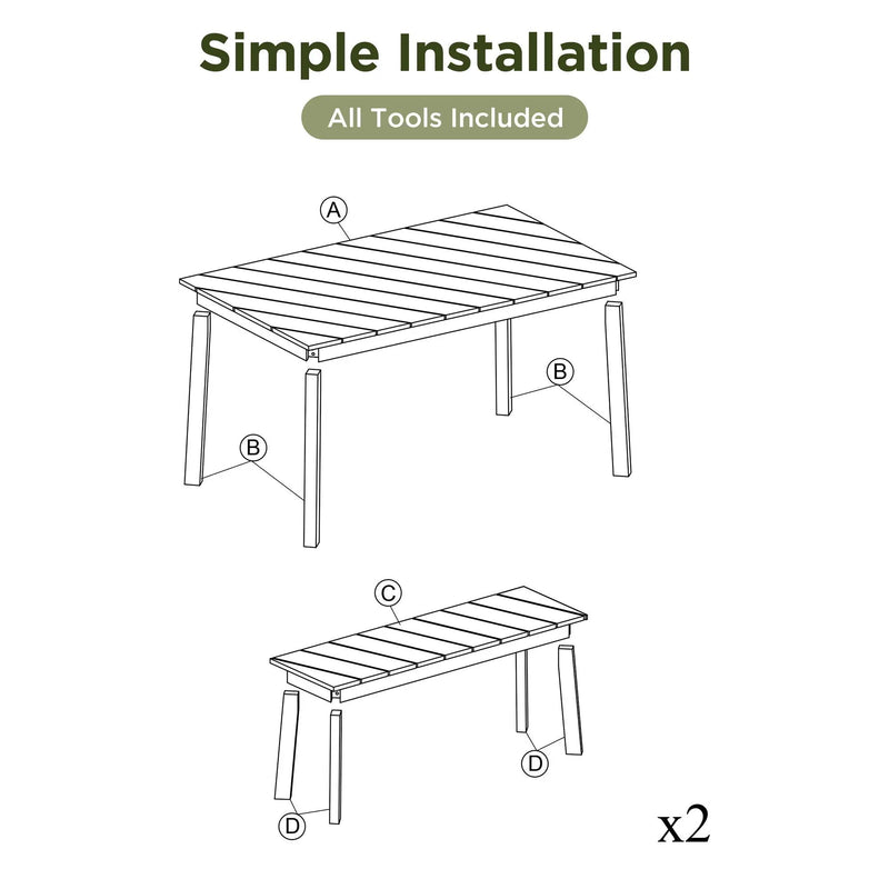 3 Pieces Acacia Wood Table Bench Dining Set For Outdoor & Indoor Furniture With 2 Benches, Picnic Beer Table For Patio, Porch, Garden, Poolside - Natural by Unique Piece Furniture