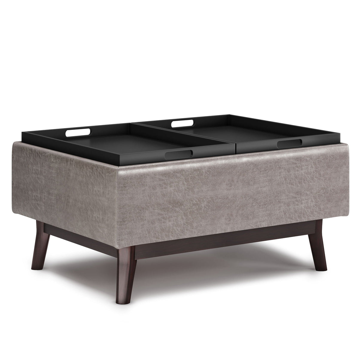Tray Top Upholstered Storage Ottoman Coffee Table with Solid Wood Base - Multiple Colors, photo 22 of 24